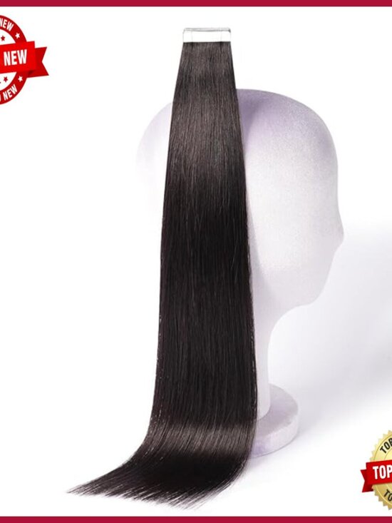 20 Inch Tape-In Human Hair Extensions 20 Pieces Straight Invisible Tape main image 6